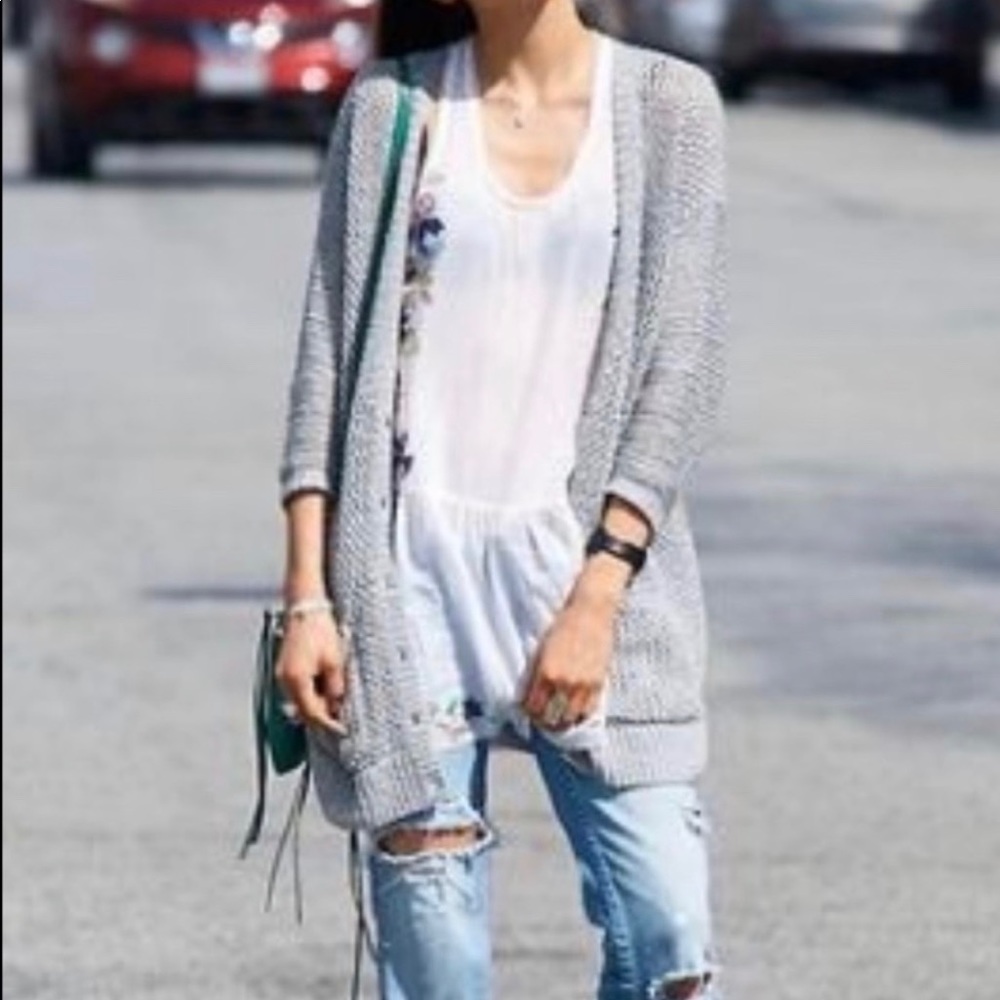 Coral woven cardigan